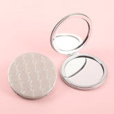 Fashionable PU Eco-Friendly Leather Round Cosmetic Mirror, HD Glass and Plating Silver Metal Frame, Diameter 70*70mm, Exquisite and Portable, Essential for Makeup